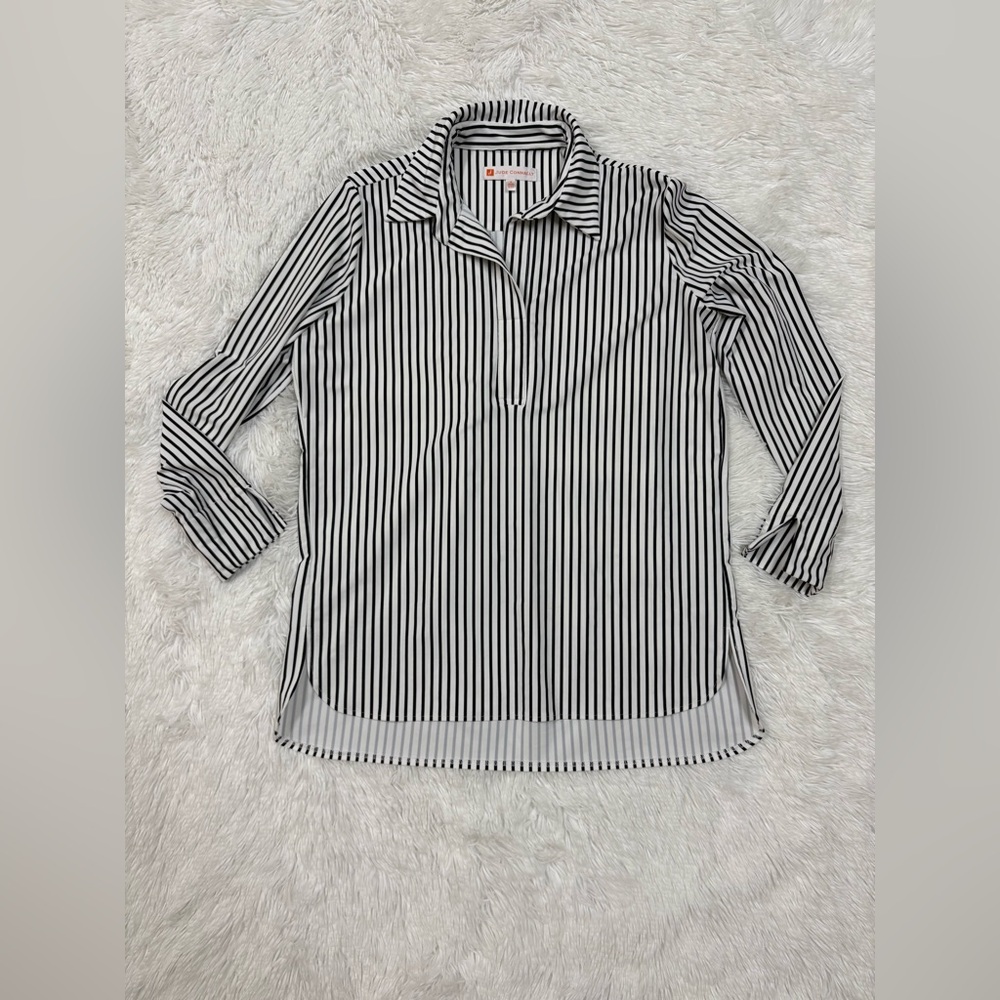 Jude Connally Black and White Striped Button Down Shirt